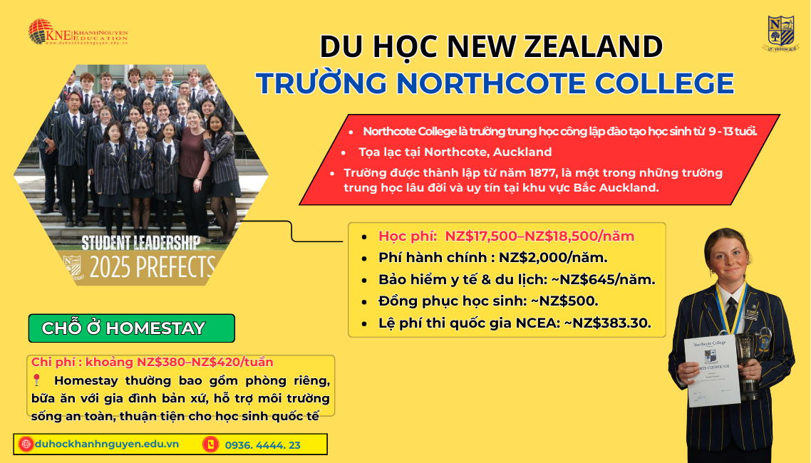 du học New Zealand trung học Northcote College