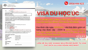 CHÚC MỪNG HỌC SINH LT TRUC ĐÃ THÀNH CÔNG VISA DU HỌC ÚC.