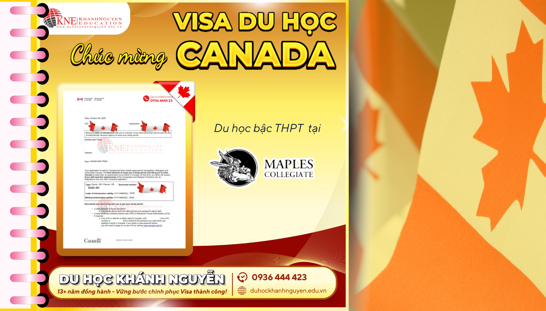 visa du học Canada của Anh Hoàng