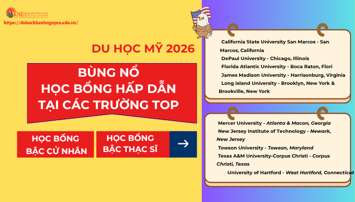 bùng nổ học bổng du học Mỹ 2026