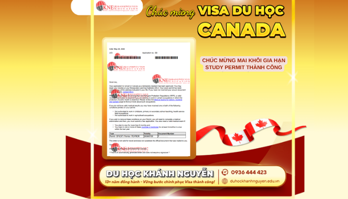CHÚC MỪNG MAI KHÔI GIA HẠN STUDY PERMIT THÀNH CÔNG
