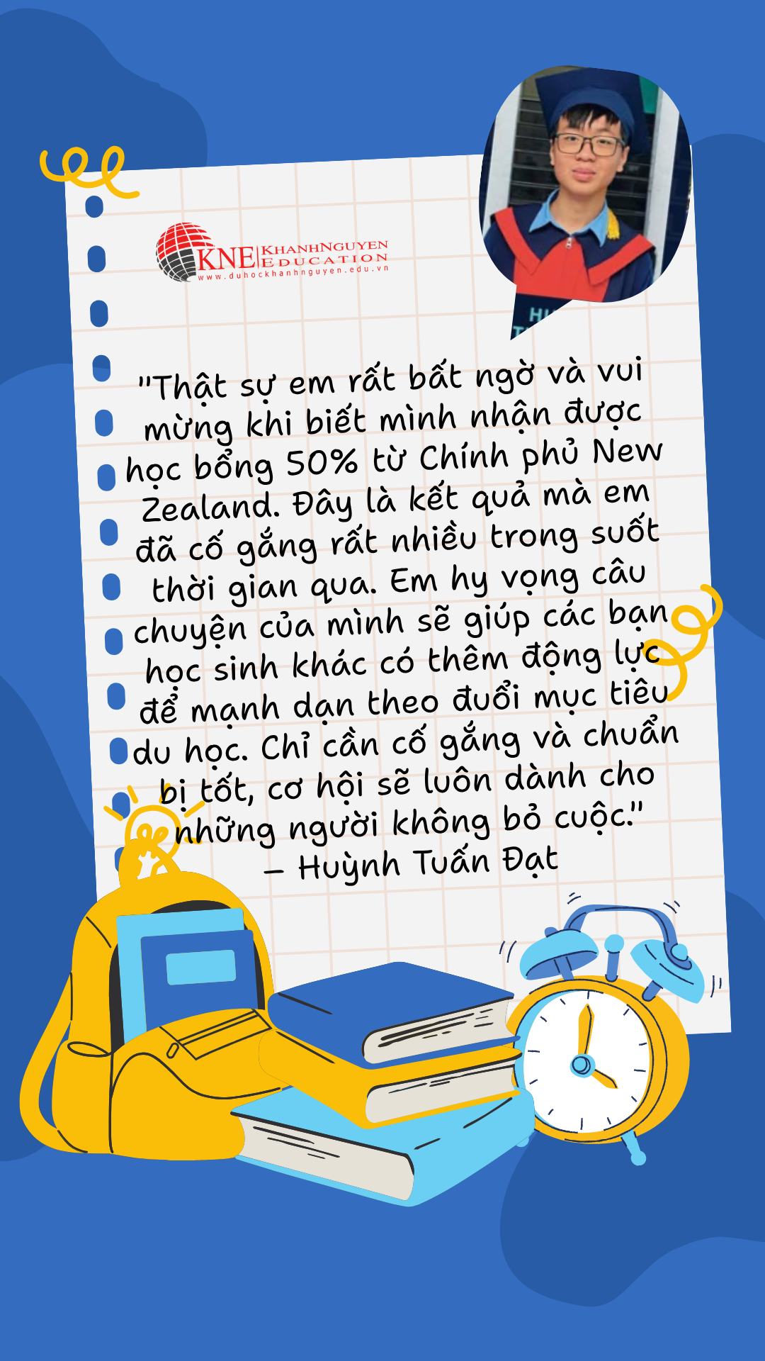 Câu chuyện của Huỳnh Tuấn Đạt đạt học bổng 