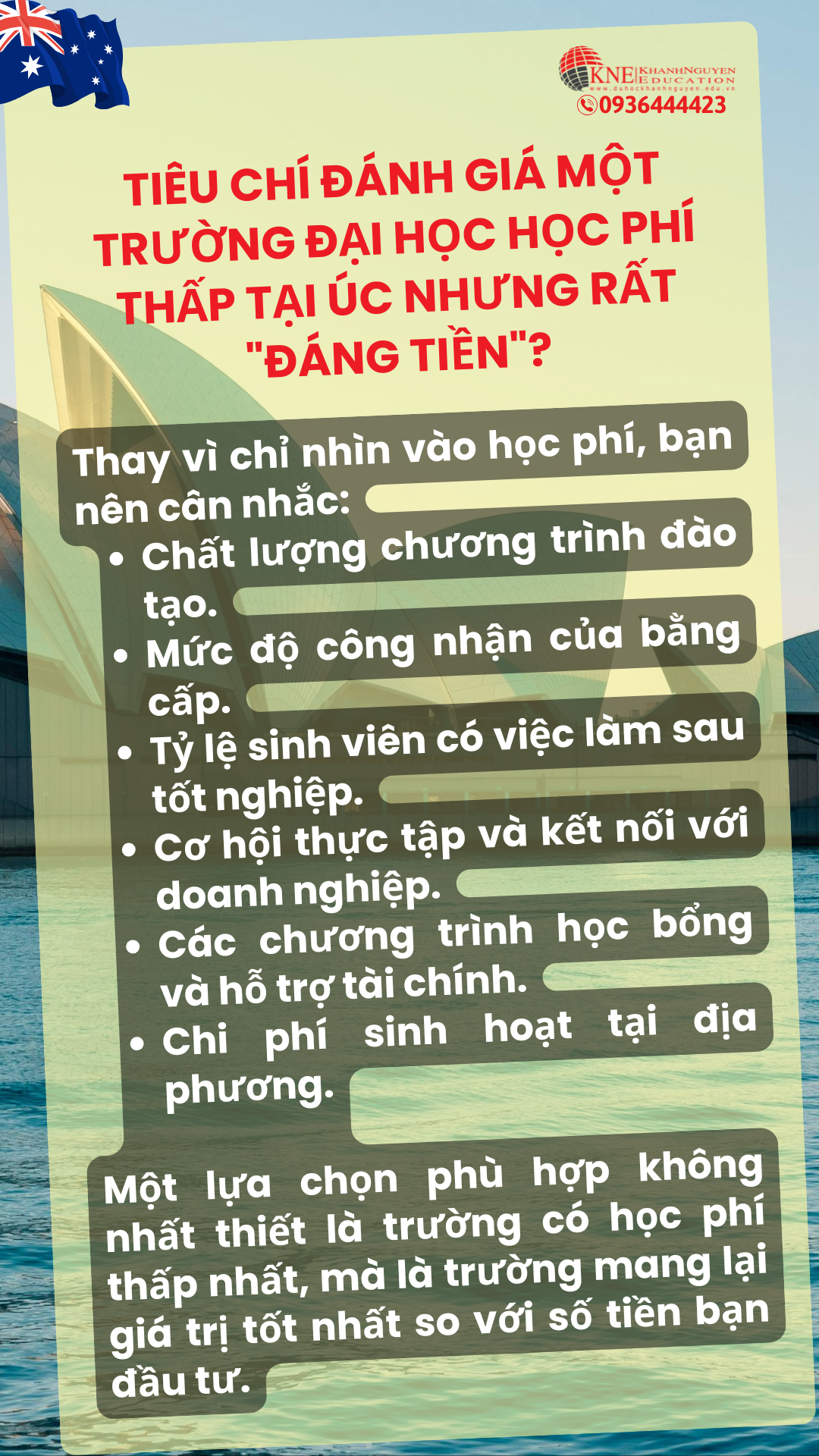 Tiêu chí đánh giá một trường đại học học phí thấp tại Úc